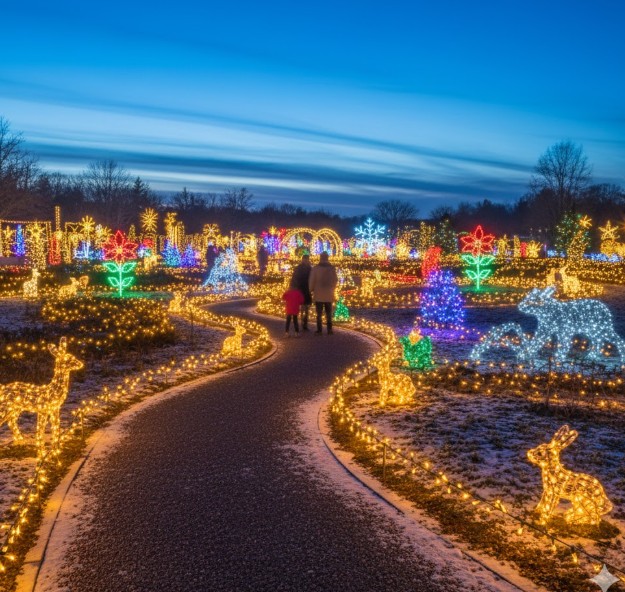 Lighted pathways in the garden